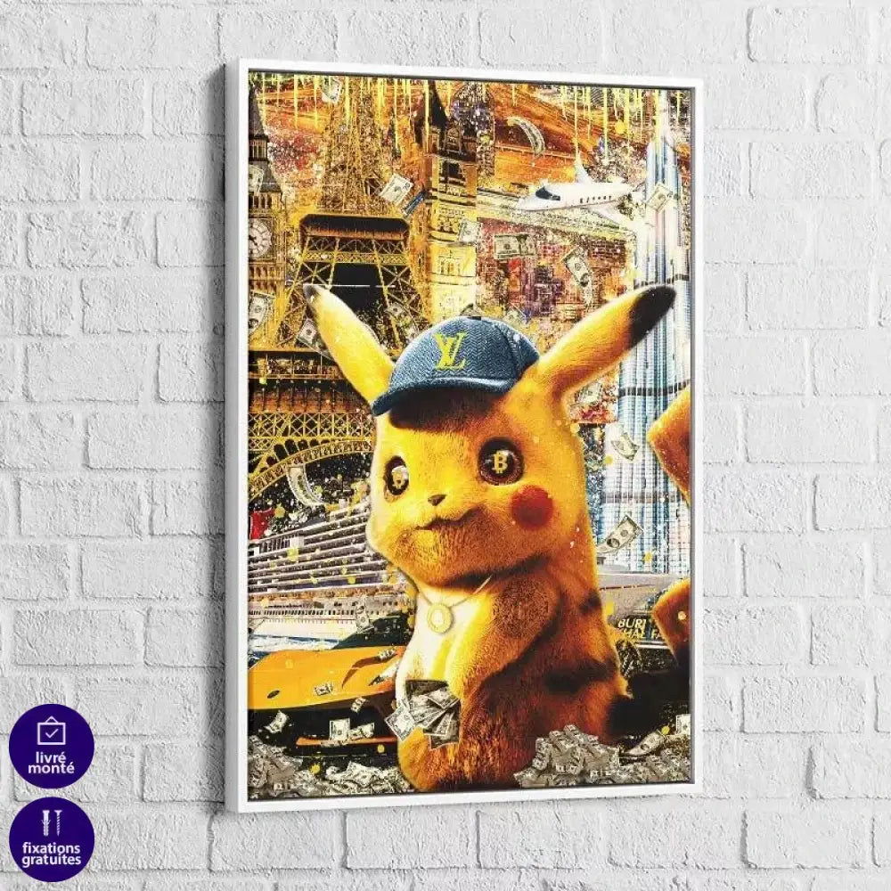 Tableau Street Art Pikachu Bit coin - Montableaudeco
