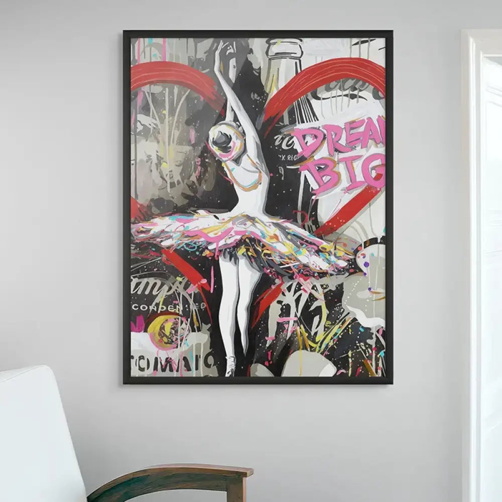 tableau graffiti femme en mouvement

