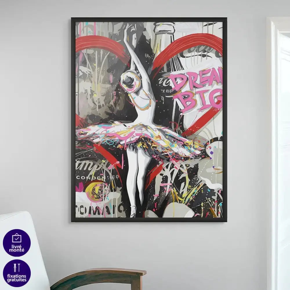 tableau graffiti femme en mouvement

