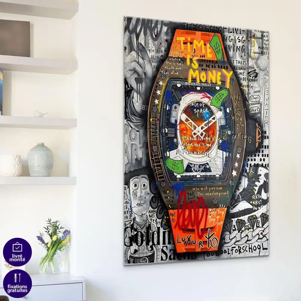 Tableau Street Art Time is Money - Montableaudeco