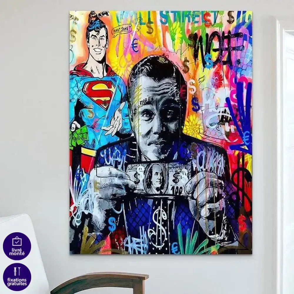 Tableau Street Art Wolf Superman - Montableaudeco