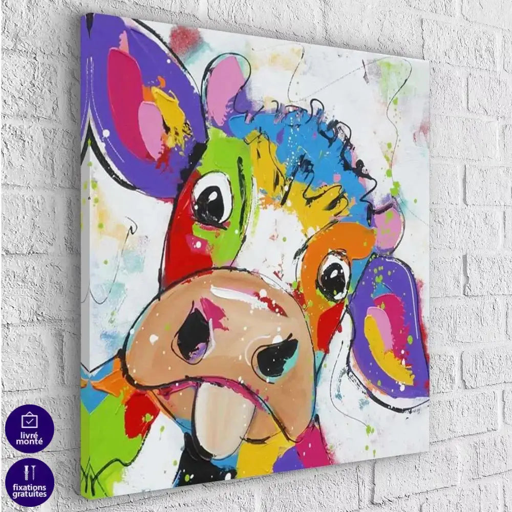 Tableau Vache Colorée Est Folle - Montableaudeco