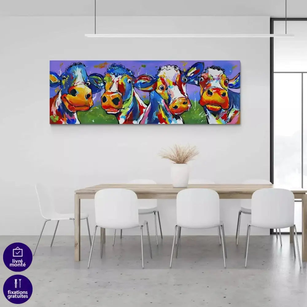 Tableau Vache Colorée Ho Les Filles ! - Montableaudeco