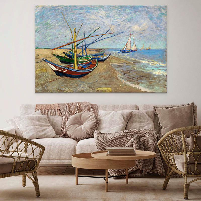 Tableau Vincent Van Gogh Bateau de Pêche à Saintes Maries - Montableaudeco