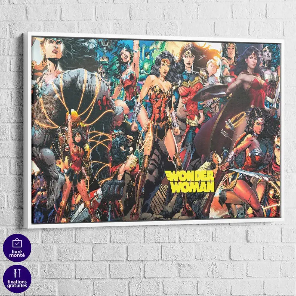 Tableau pop art Wonder Woman en tenue de guerrière amazone

