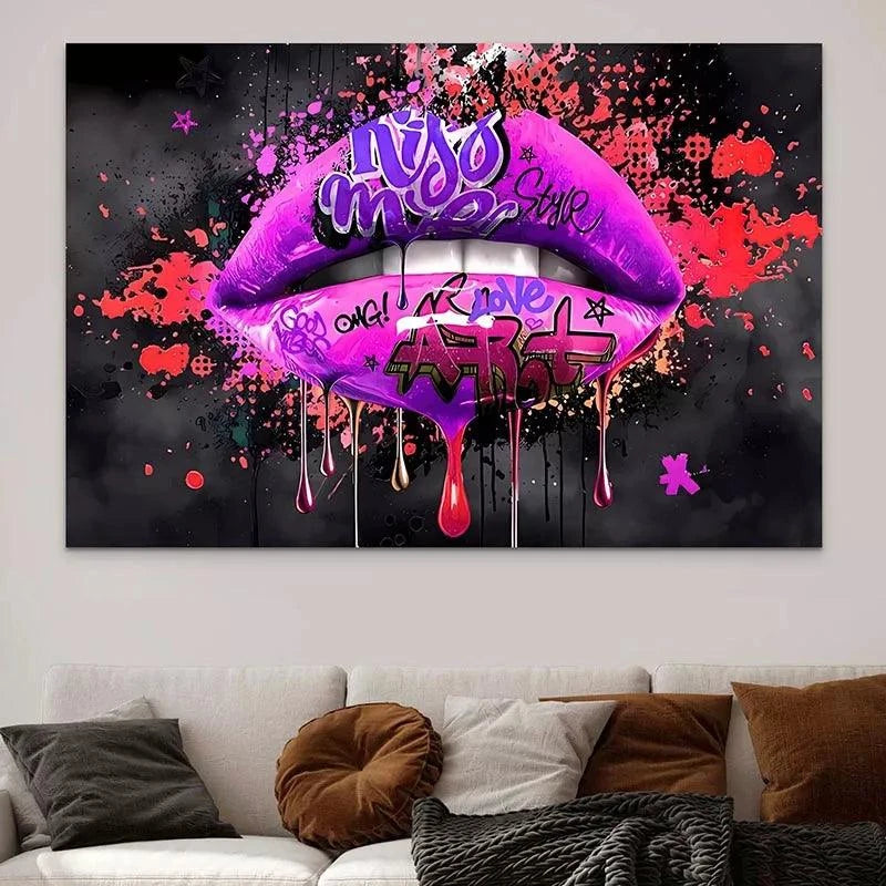 Tableau Street Art Kiss Lips - Montableaudeco