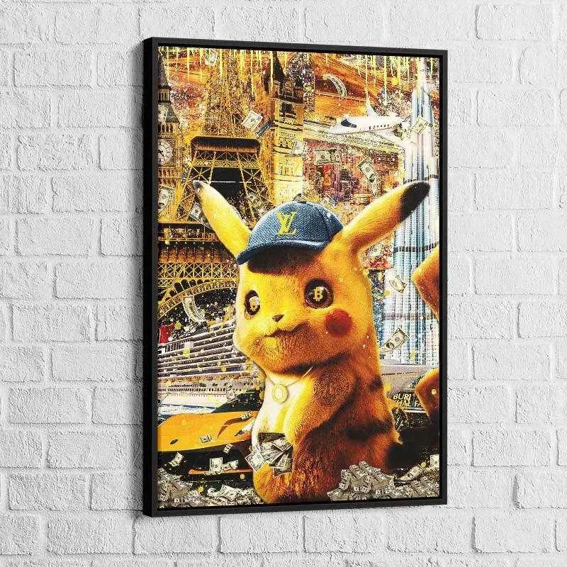 Tableau Street Art Pikachu Bit coin - Montableaudeco