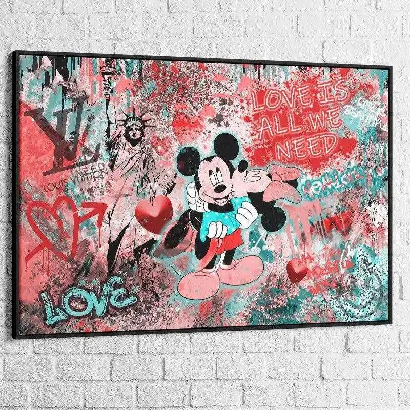 Tableau Street Art Mickey Love Is All - Montableaudeco