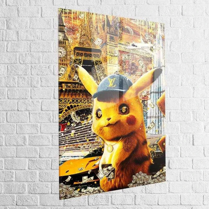 Tableau Street Art Pikachu Bit coin - Montableaudeco
