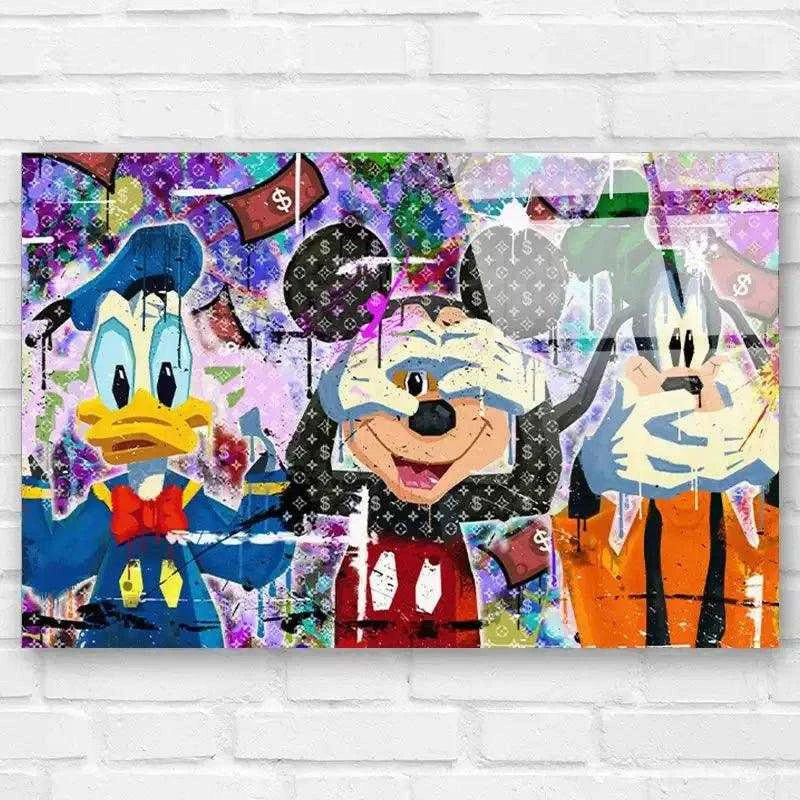 Tableau Street Art Mickey Donald Pluto - Montableaudeco