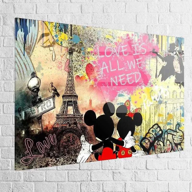 Tableau Street Art Mickey Love is All - Montableaudeco
