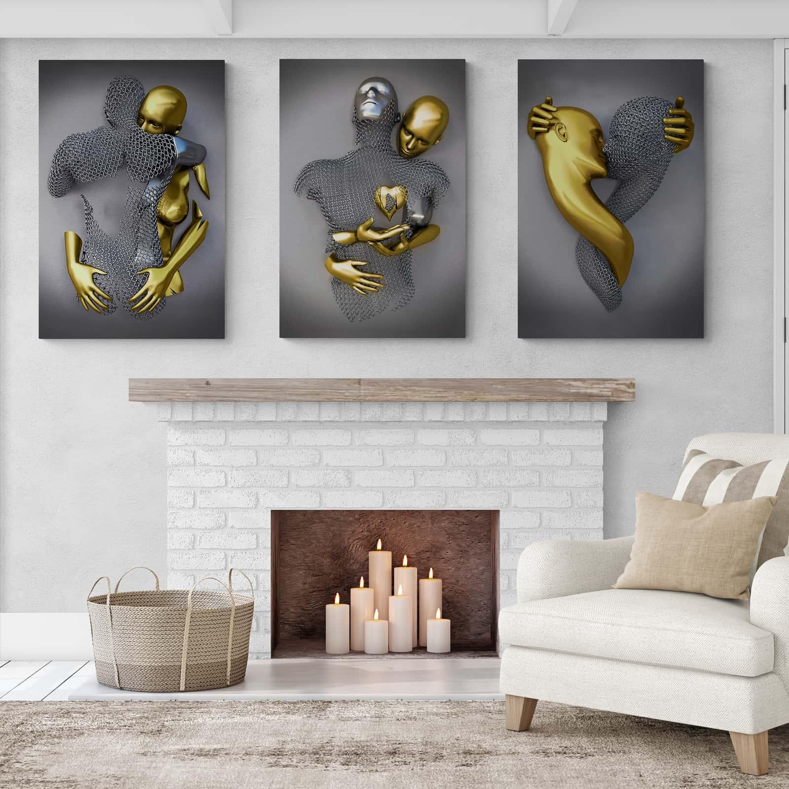 Tableau 3D Un Amour Gris et Or - Montableaudeco