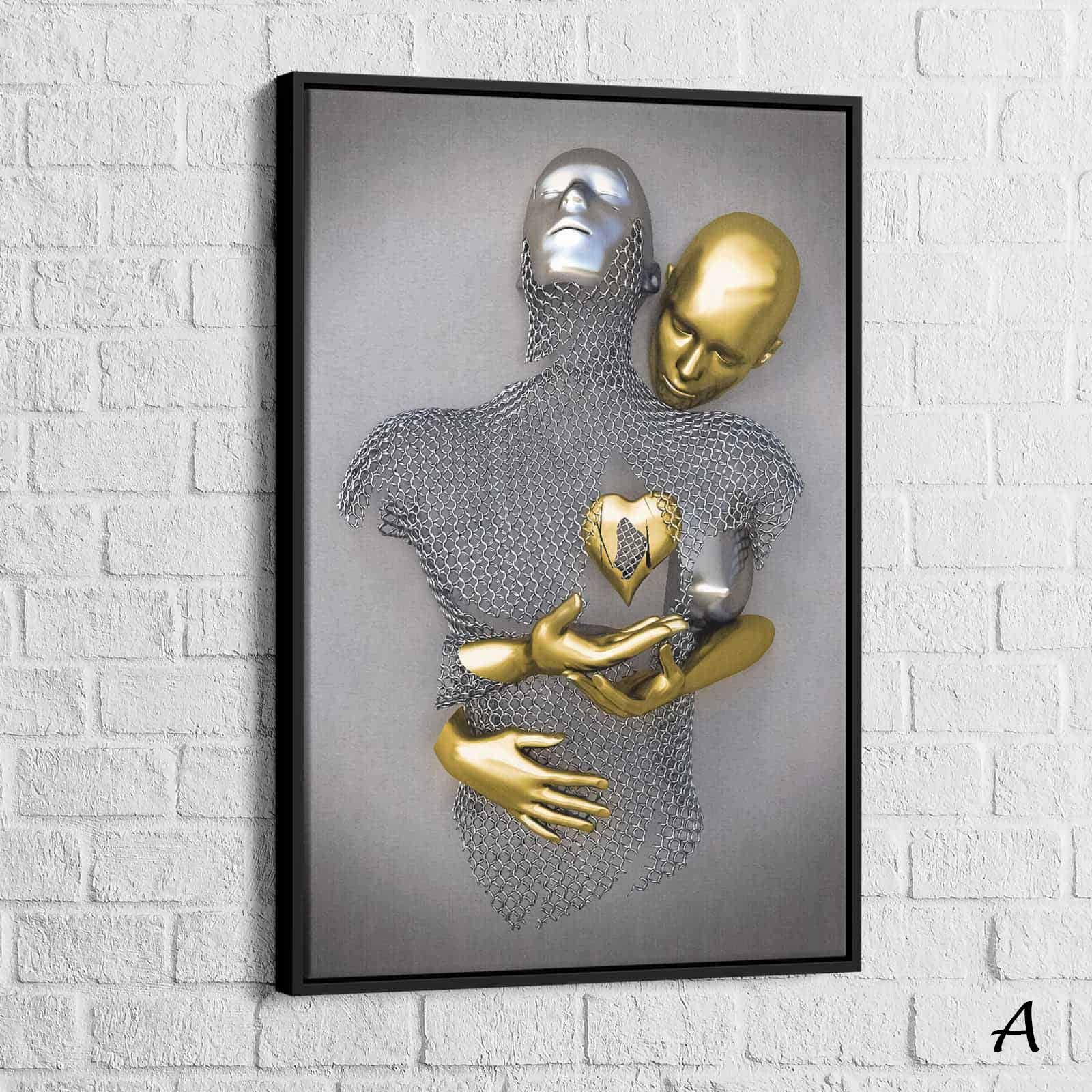 Tableau 3D Un Amour Gris et Or - Montableaudeco