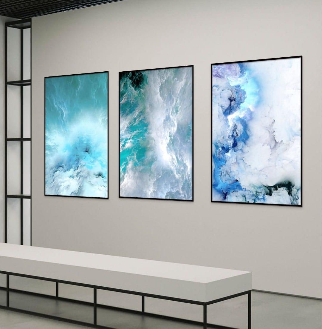 Tableau Abstrait Nuage 3 Parties - Montableaudeco