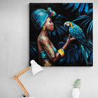 Tableau Afrique Femme Africaine et son Perroquet - Montableaudeco