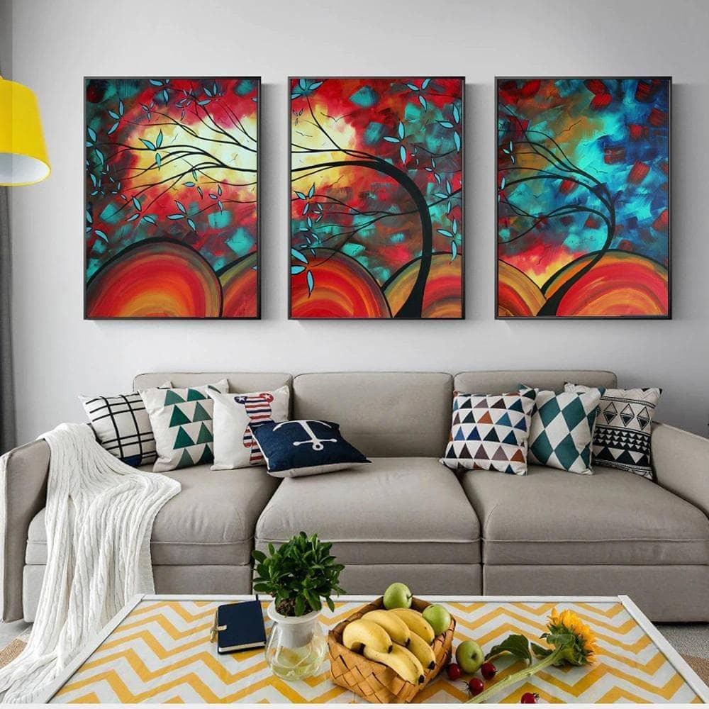 Tableau Arbre 3 Parties Arbre Coloré - Montableaudeco