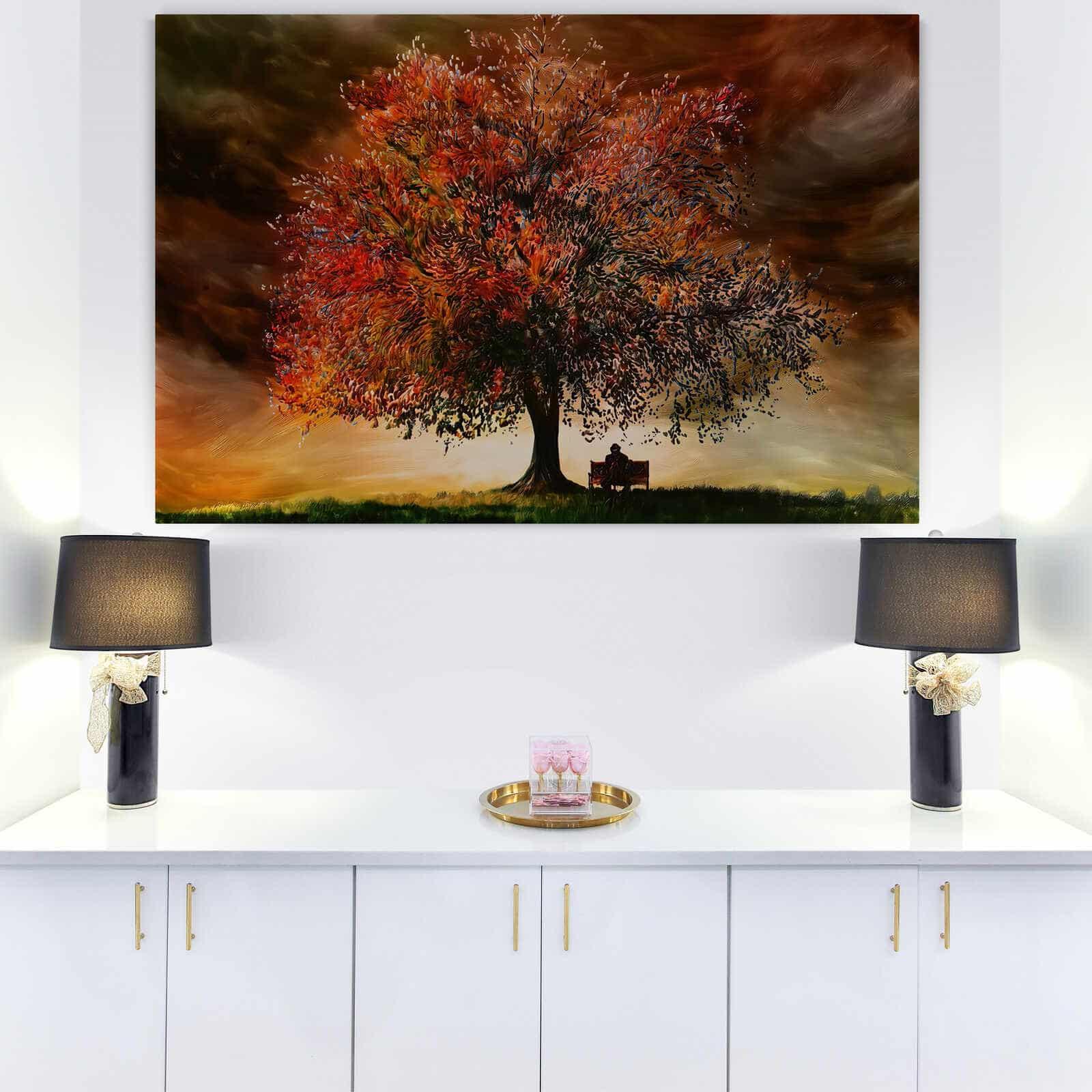 Tableau Arbre Rouge Seule - Montableaudeco