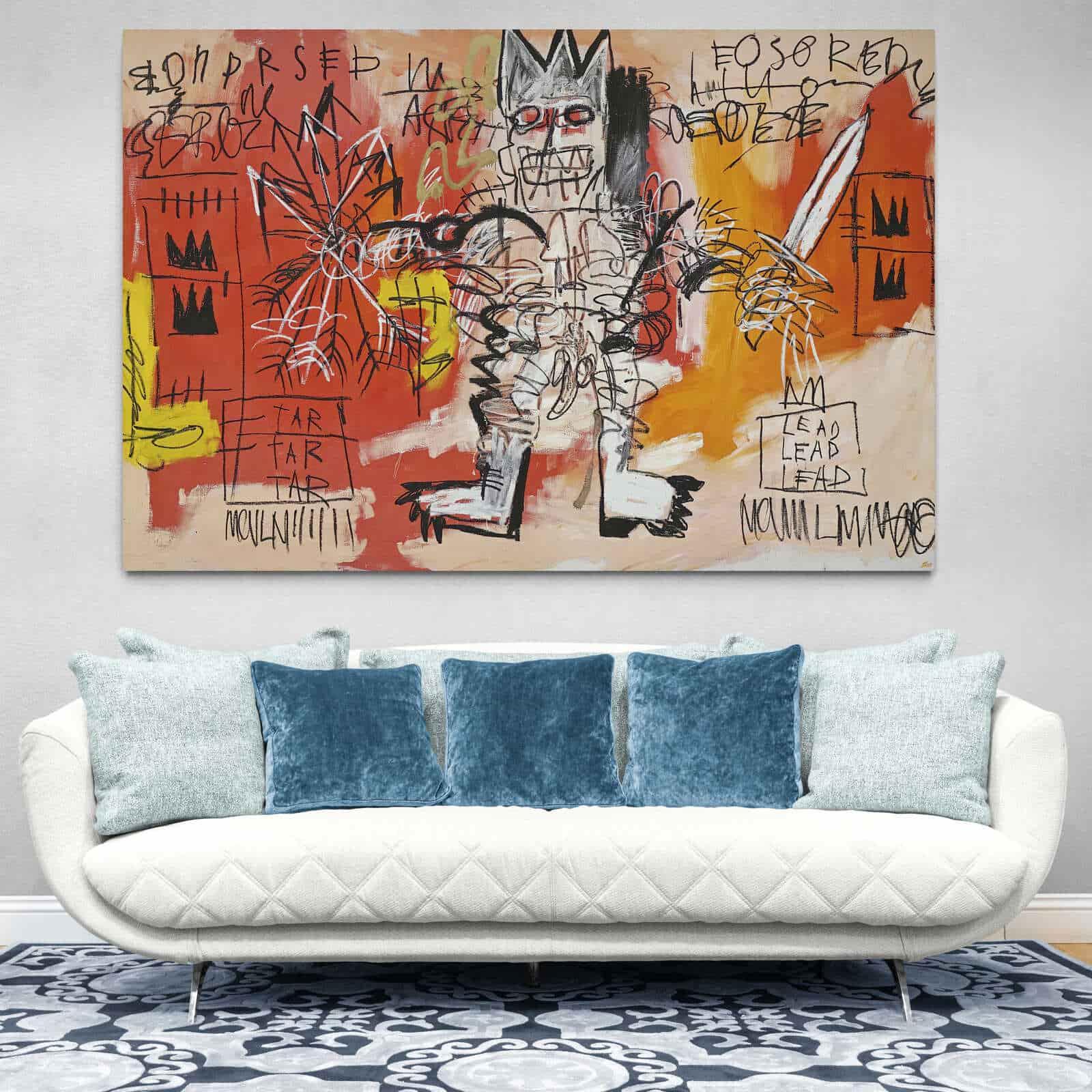 Tableau Basquiat Warrior Graffiti - Montableaudeco