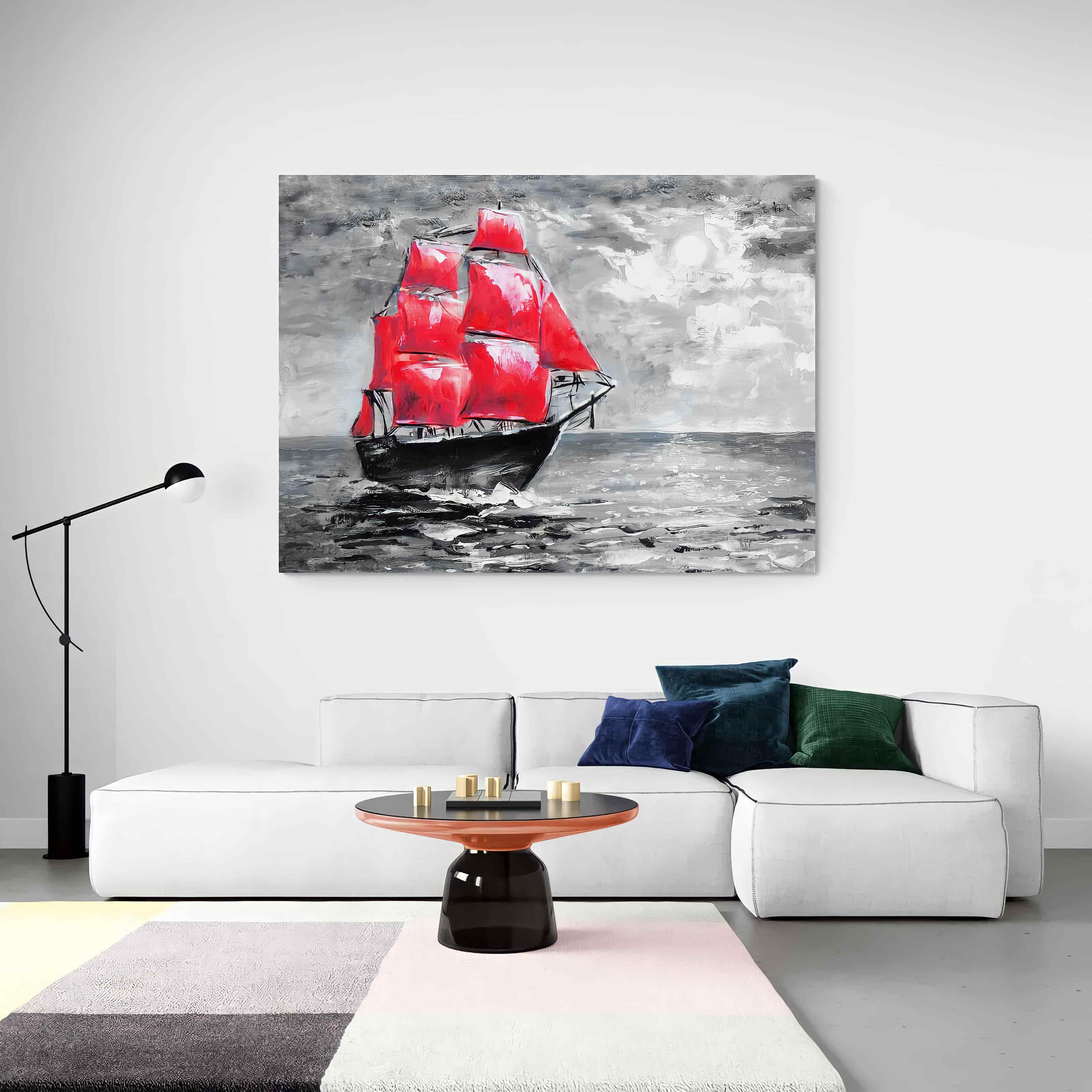 Tableau Bateau La Voile Rouge - Montableaudeco