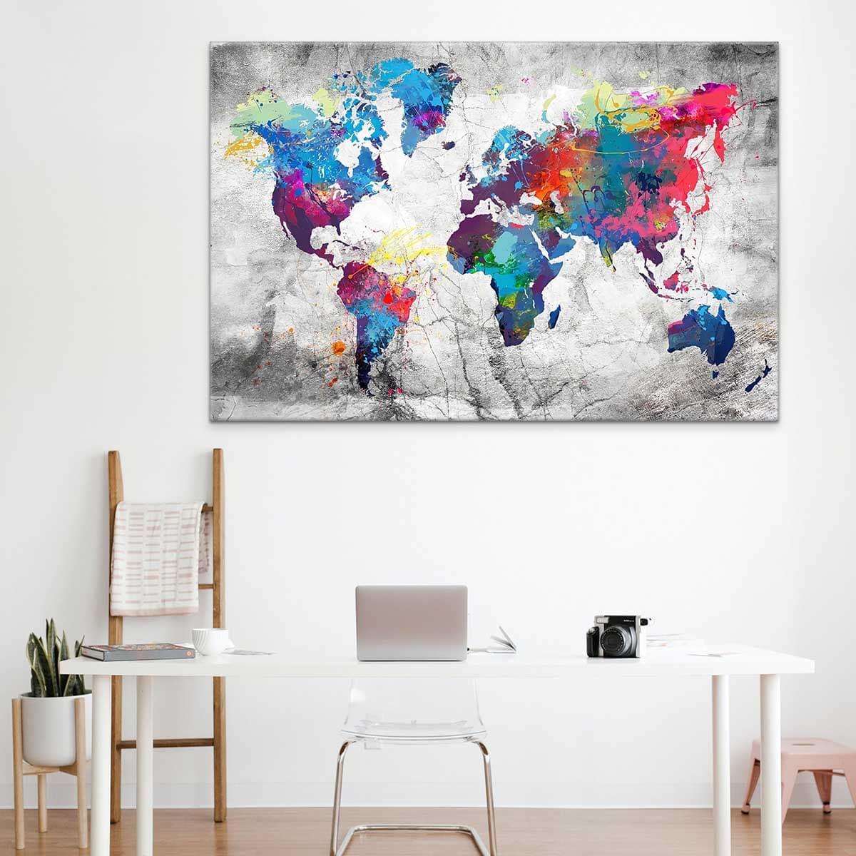 Tableau Carte du monde Colorée - Montableaudeco