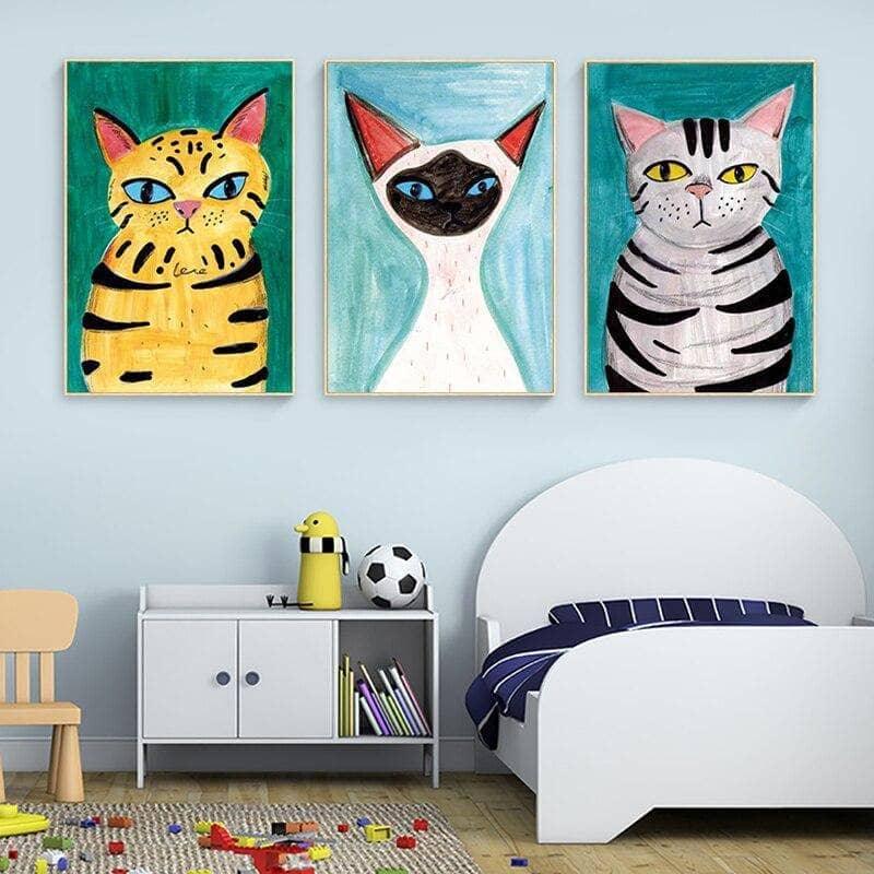 Tableau Chat Coloré | Déco Original | Offre de Bienvenue -20% b