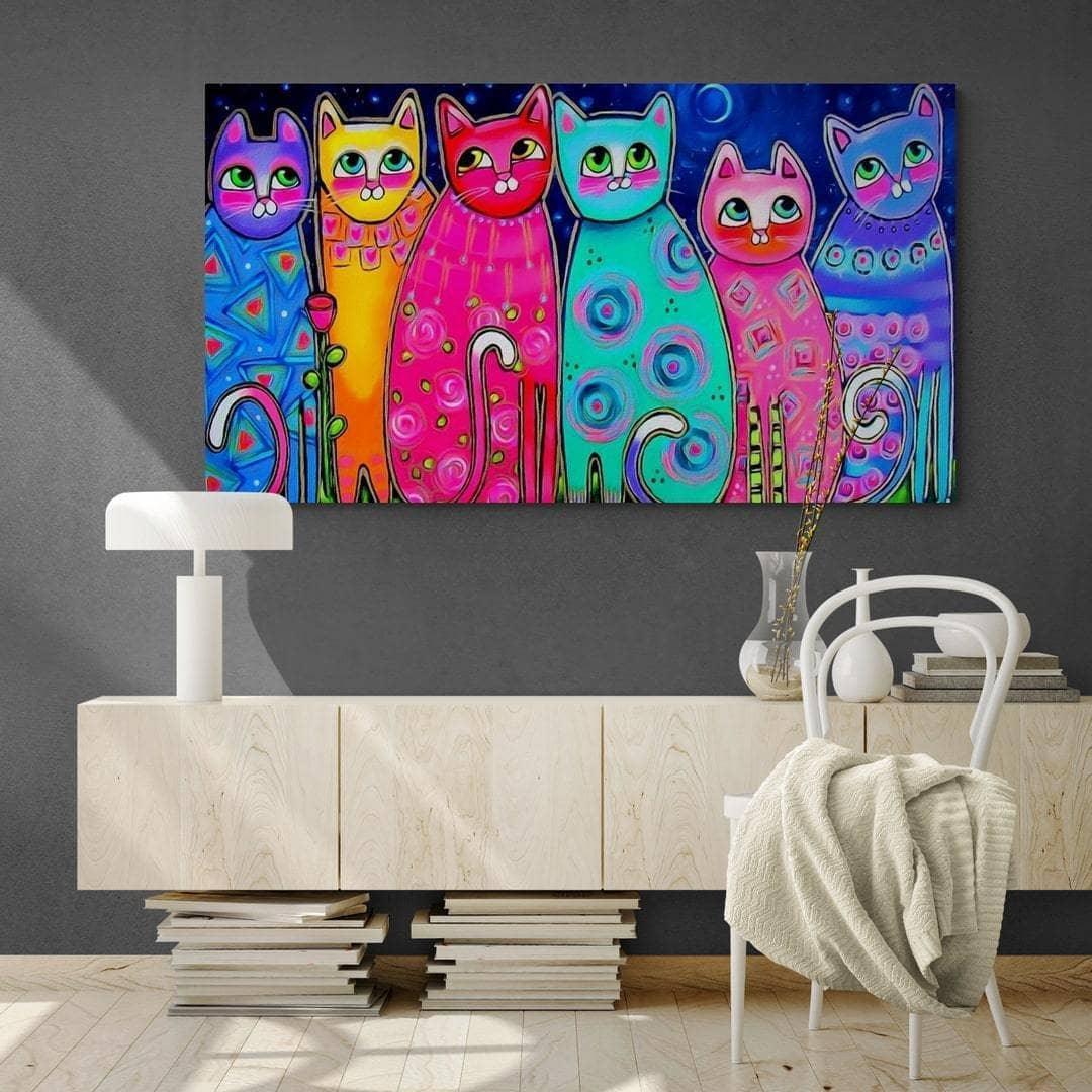 Tableau Chat Multi Couleur - Montableaudeco