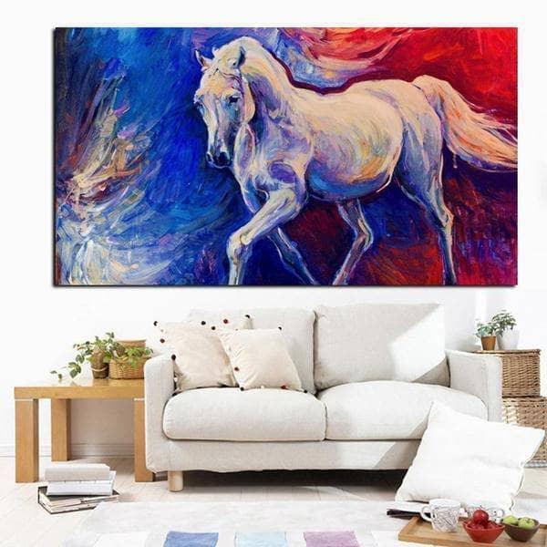 Tableau Cheval Blanc Aquarelle - Montableaudeco