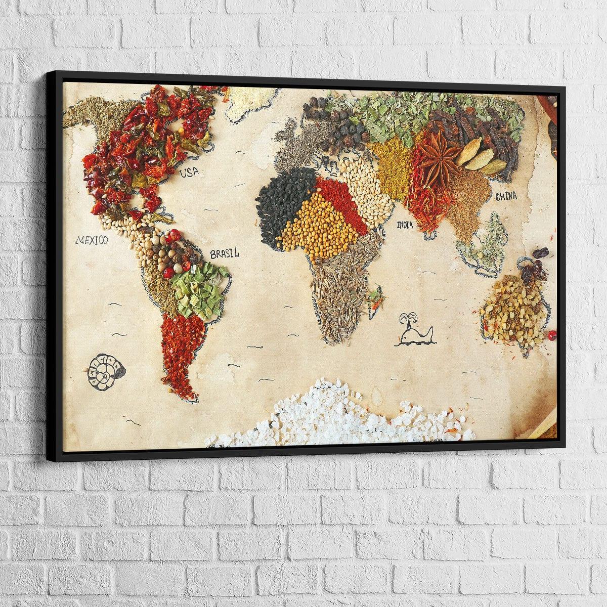 Tableau Cuisine Carte du Monde Épicée - Montableaudeco