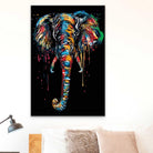 Tableau Eléphant Noir et Couleur - Montableaudeco