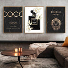 Tableau Fashion Coco Noir et Or 3 Pièces - Montableaudeco