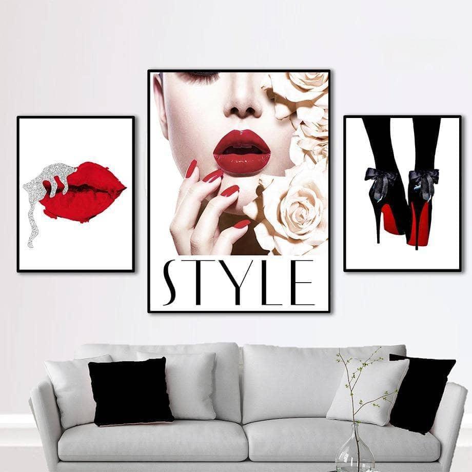 Tableau Fashion Tendance Rouge 8 Pièces - Montableaudeco