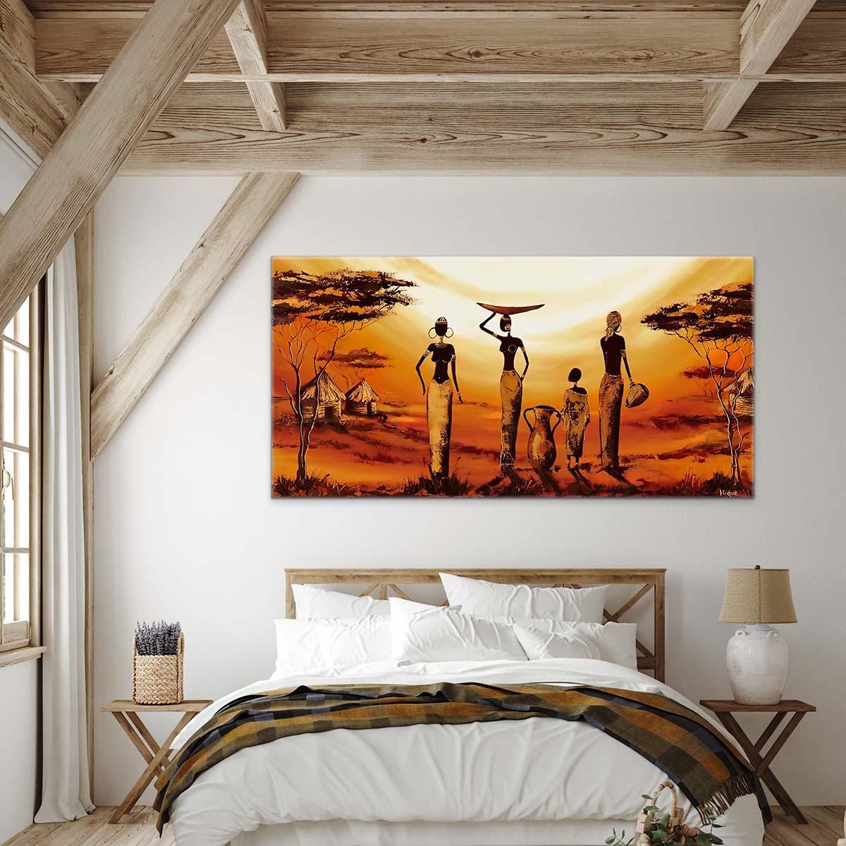 Tableau Femme Africaine Coucher de Soleil - Montableaudeco