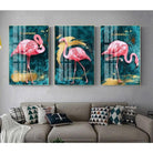 Tableau Flamant Rose Ensemble 3 Pièces - Montableaudeco