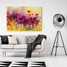 Tableau Fleur Rouge Les Champs Abstrait - Montableaudeco