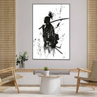 Tableau Japonais Le Samouraï Noir et Blanc - Montableaudeco