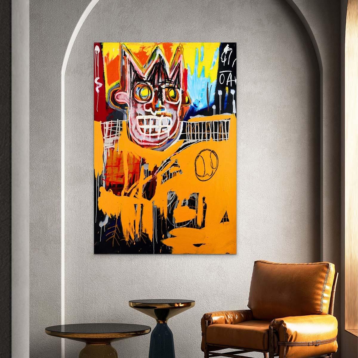 Tableau Jean Michel Basquiat Orange Sports Figure - Montableaudeco