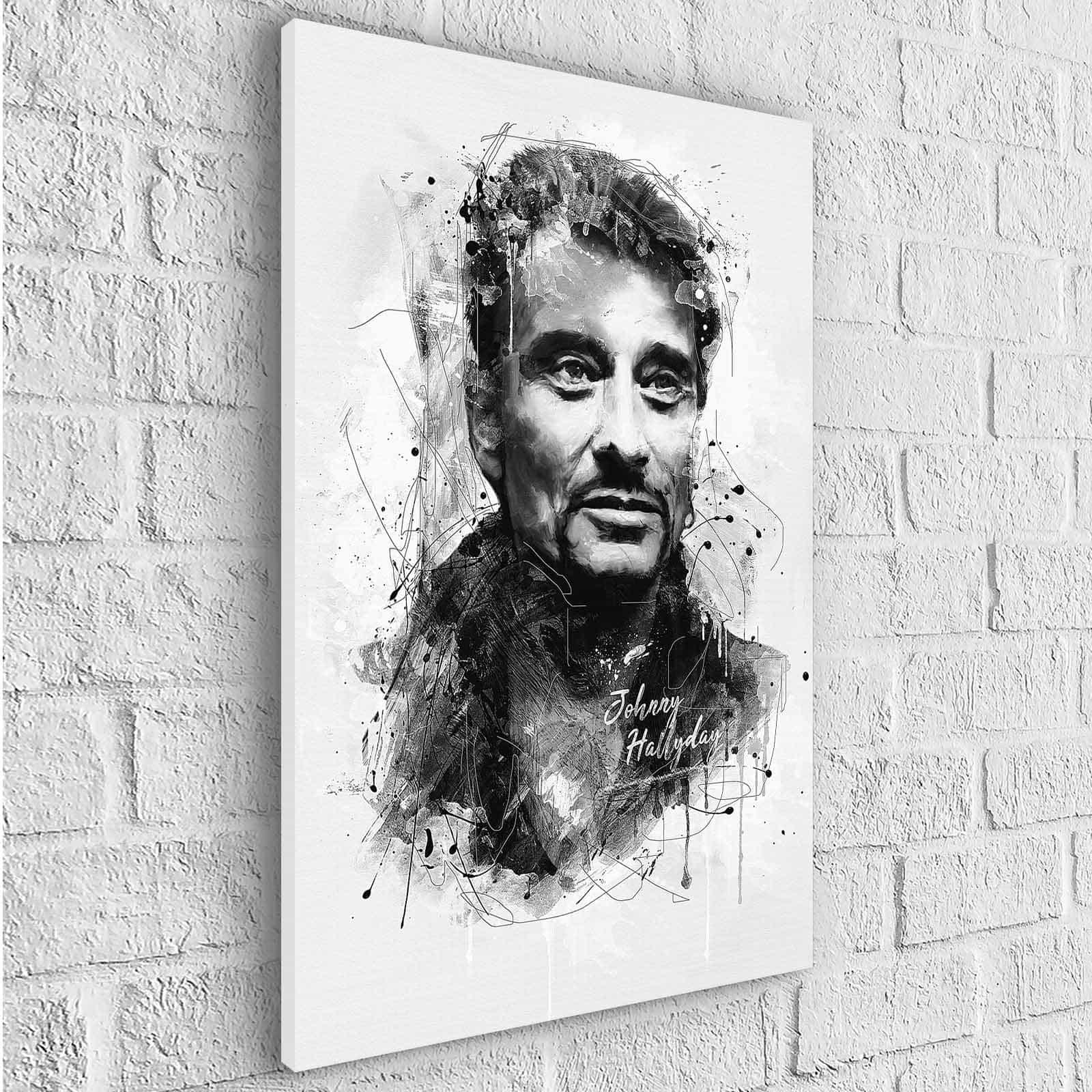 Tableau Johnny Hallyday Le Noir et Blanc - Montableaudeco