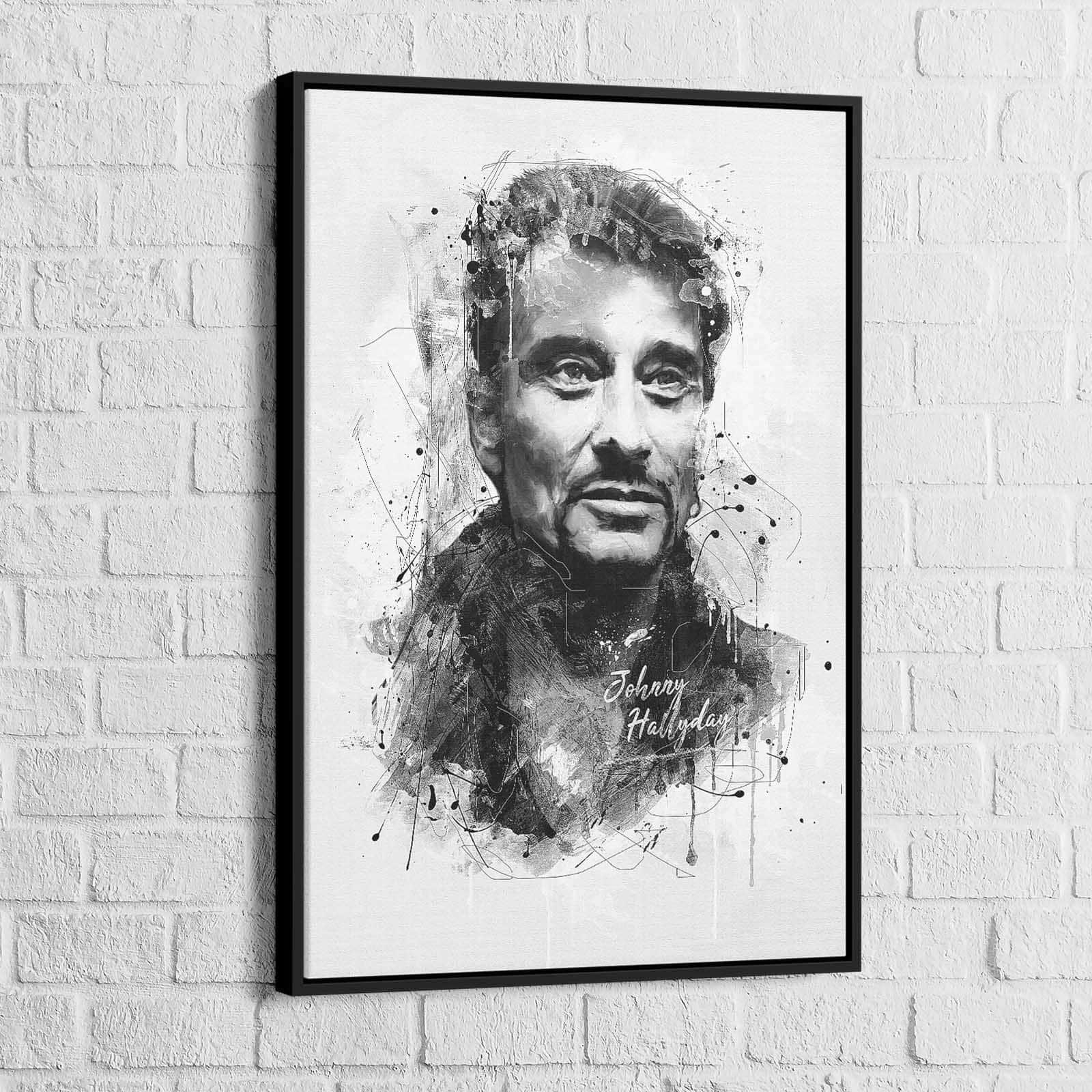 Tableau Johnny Hallyday Le Noir et Blanc - Montableaudeco