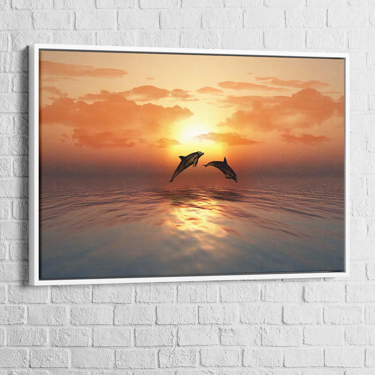 Tableau Les Dauphins Coucher de Soleil - Montableaudeco