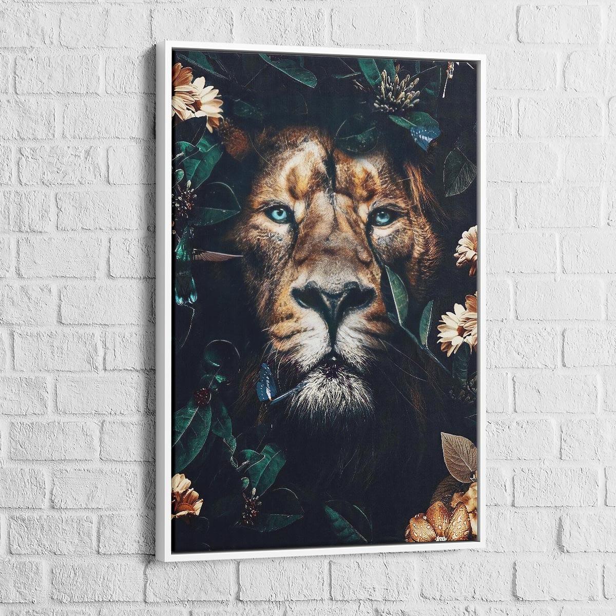 Tableau Lion et Fleurs - Montableaudeco