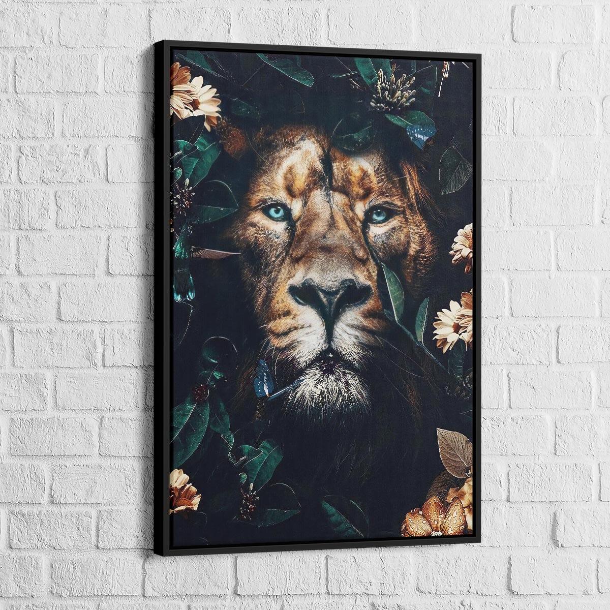 Tableau Lion et Fleurs - Montableaudeco