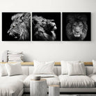 Tableau Lion Noir et Blanc Ensemble 3 Pièces - Montableaudeco