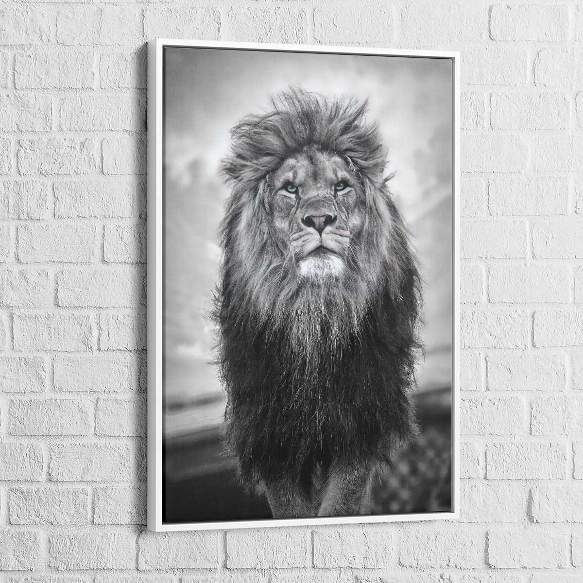 Tableau Lion Noir Et Blanc Grand Male - Montableaudeco