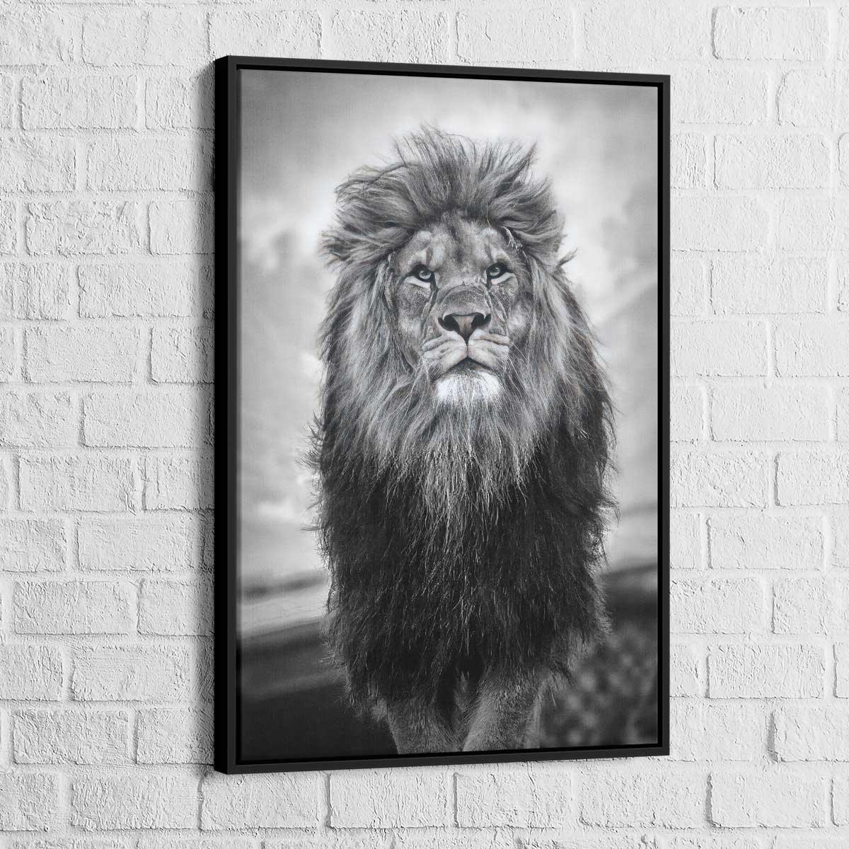 Tableau Lion Noir Et Blanc Grand Male - Montableaudeco