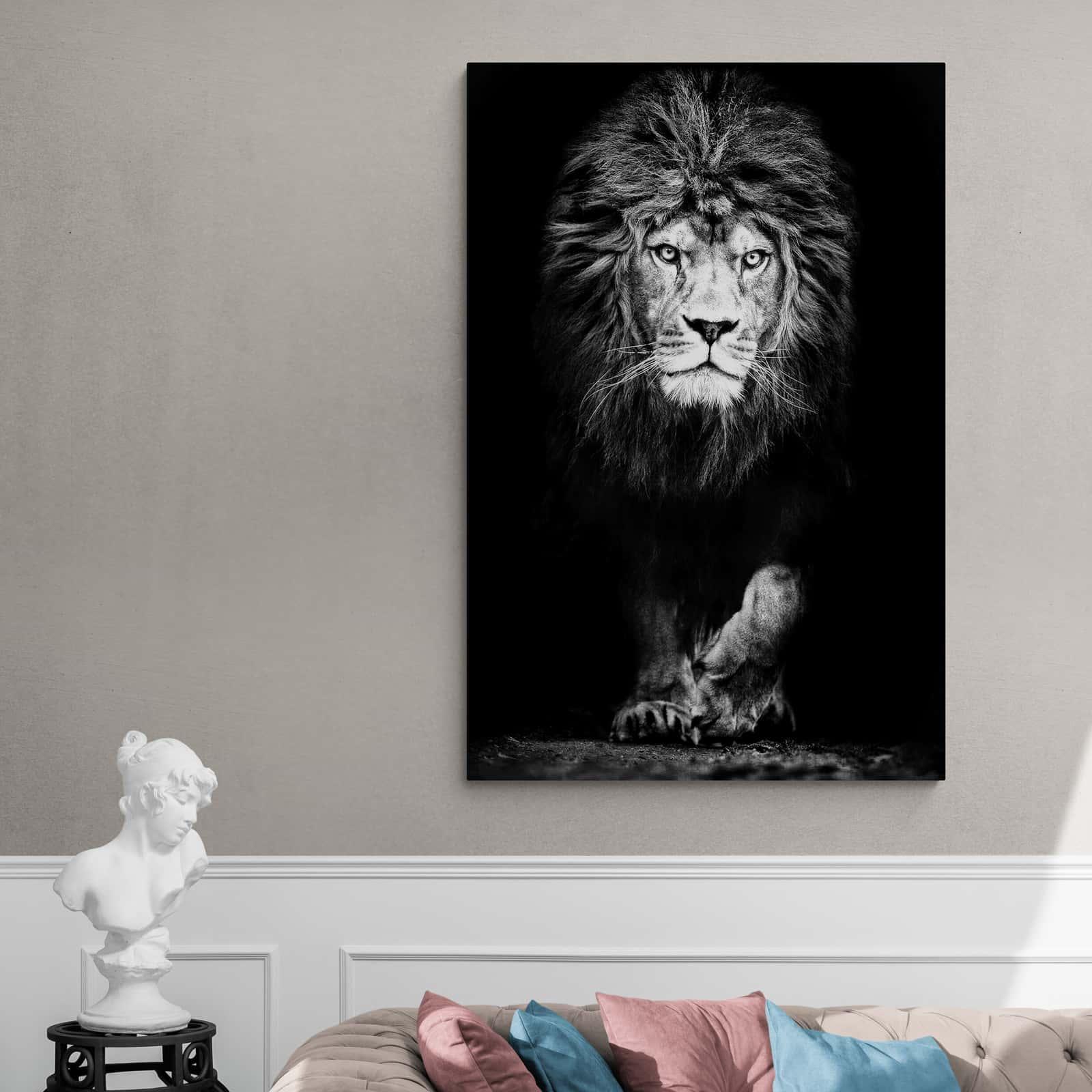 Tableau Lion Noir et Blanc La Force - Montableaudeco