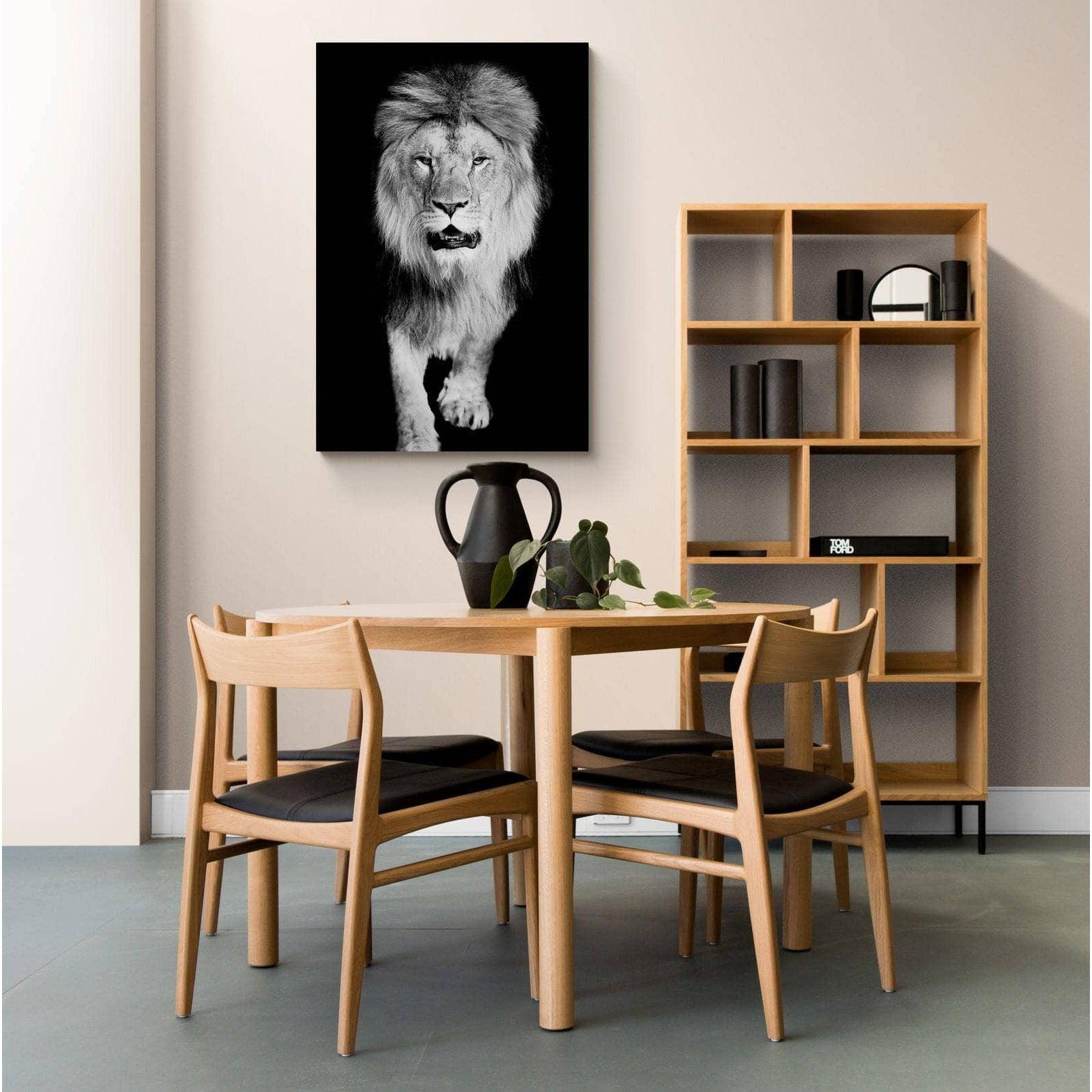 Tableau Lion Noir et Blanc La Marche - Montableaudeco