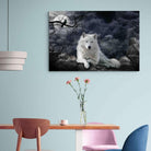 Tableau Loup Blanc et la Lune - Montableaudeco