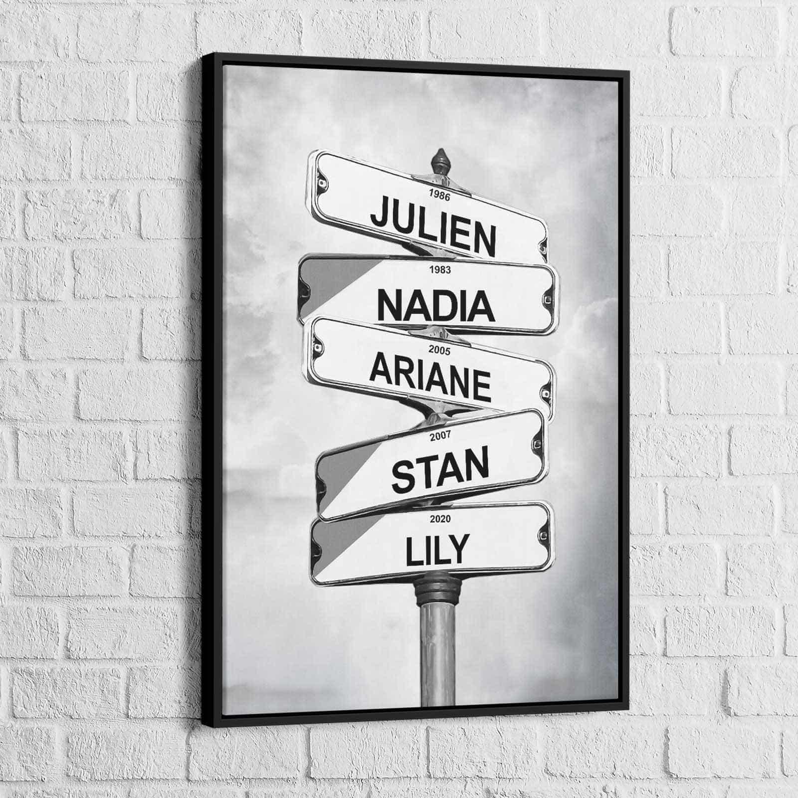 Tableau Personnalisé Prénoms Intersection Vintage - Montableaudeco