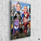 Tableau Personnalisé Super Héros Marvel Famille 4 personnages - Montableaudeco