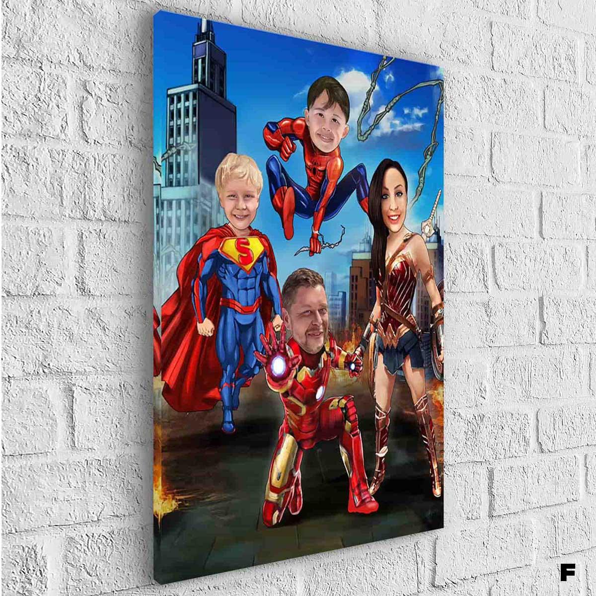 Tableau Personnalisé Super Héros Marvel Famille 4 personnages - Montableaudeco